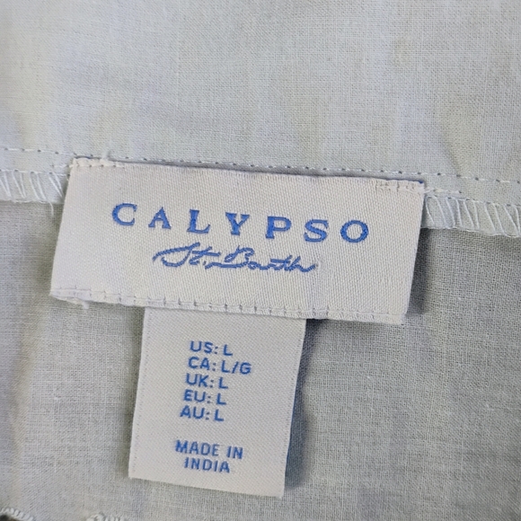 Calypso St. Barth Eyelet Top Womens Large Light Blue Flutter Sleeve Vacation - Picture 5 of 11